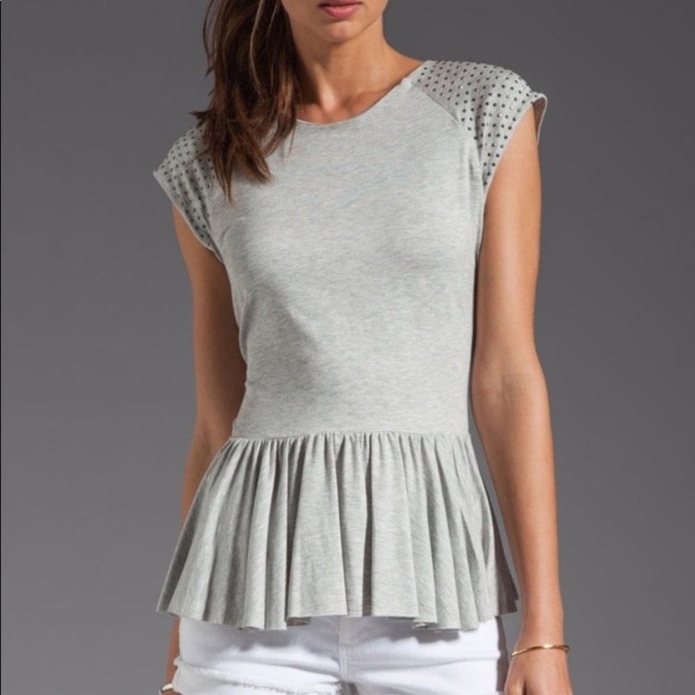NWOT Rebecca Taylor Gray Peplum Top Sz S